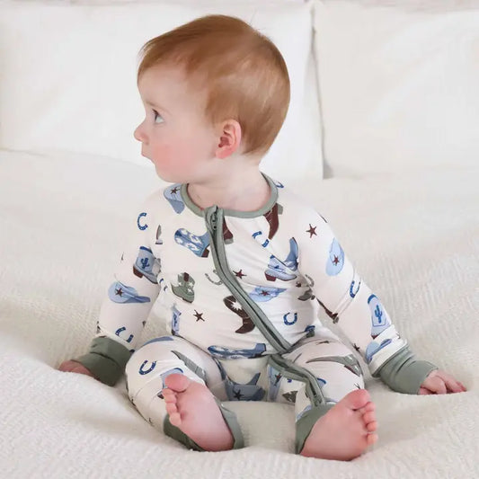 Blue Boot Scootin' Convertible Zip Romper