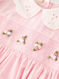 Load image into Gallery viewer, Pink Smocked Dress Peter Pan Collar Long Sleeve
