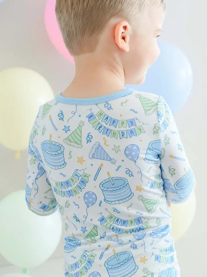 Two Piece Bamboo Pajamas Birthday Bash Blue