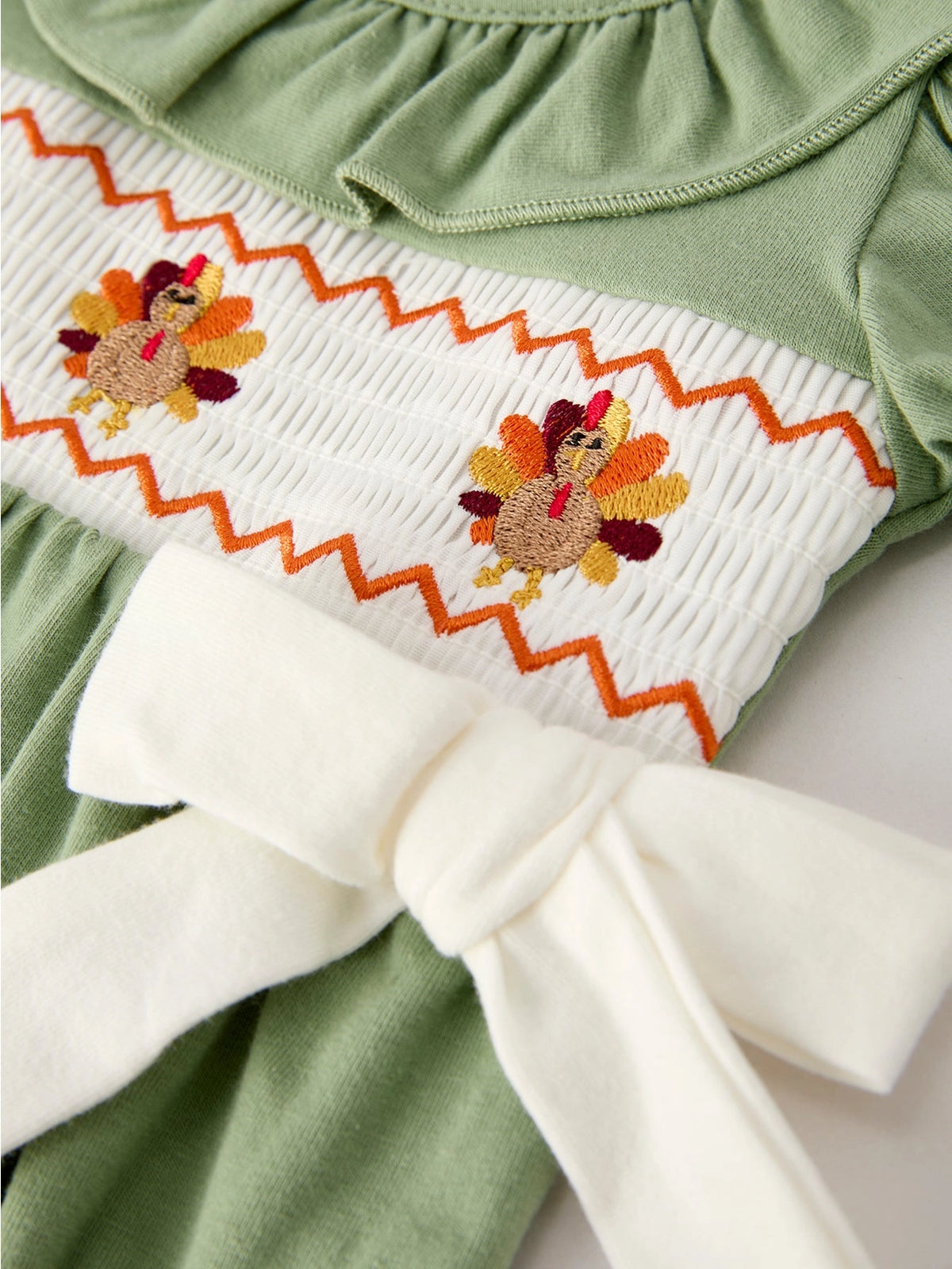 Thanksgiving Turkey Smock Girl Romper