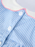 Load image into Gallery viewer, Blue Stripe Petal Peter Pan Collar Bow Dress
