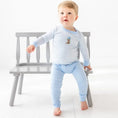 Load image into Gallery viewer, Blue Long Boots and Blooms Pajamas
