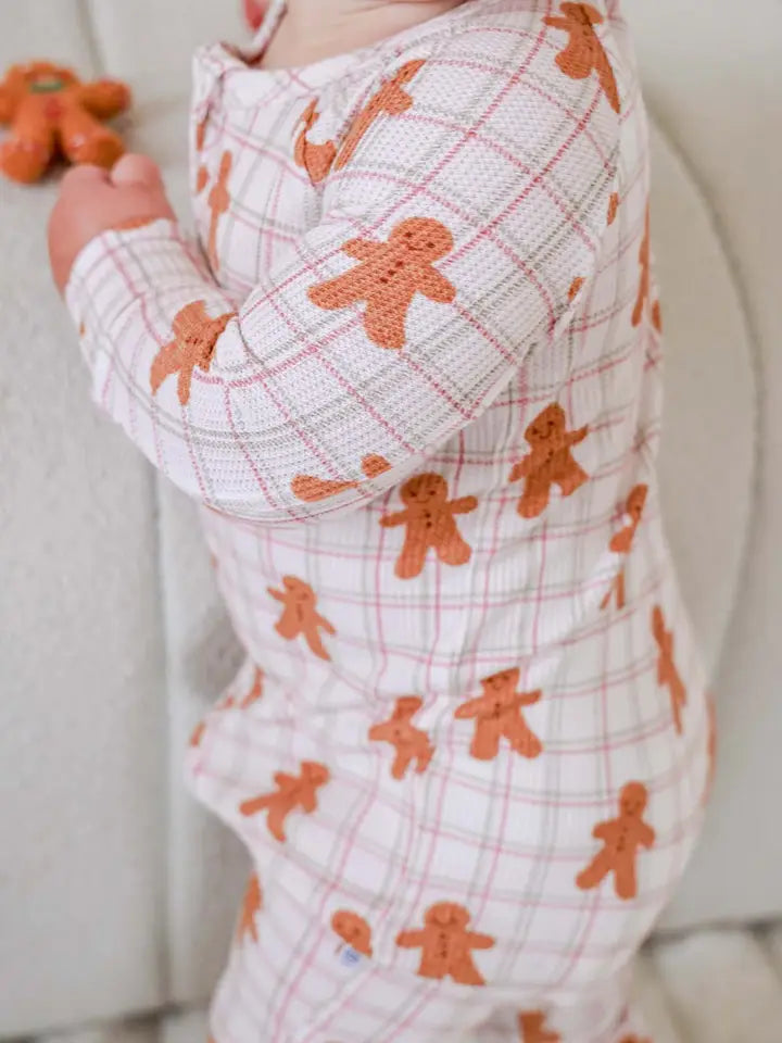 Gingersnap Christmas Bamboo Waffle Convertible Zipper Romper