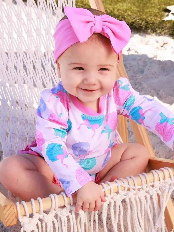 Seaside Sweetie Long Sleeve Ruffle Bottom Swimsuit