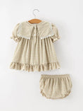 Load image into Gallery viewer, Fall Girls Khaki Plaid Floral Embroidered Bloomer Set
