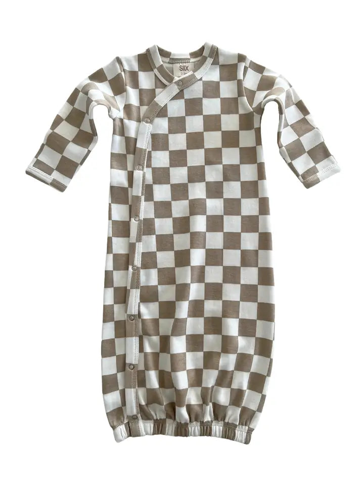 Tiramisu Checkerboard Organic Gown One Size
