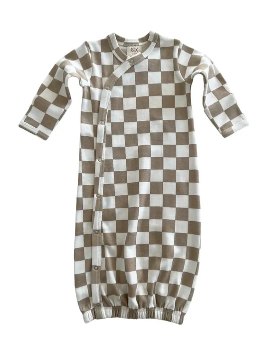 Tiramisu Checkerboard Organic Gown One Size