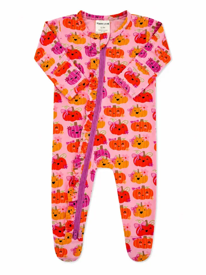 Pumpkin Girl Ruffle Footie