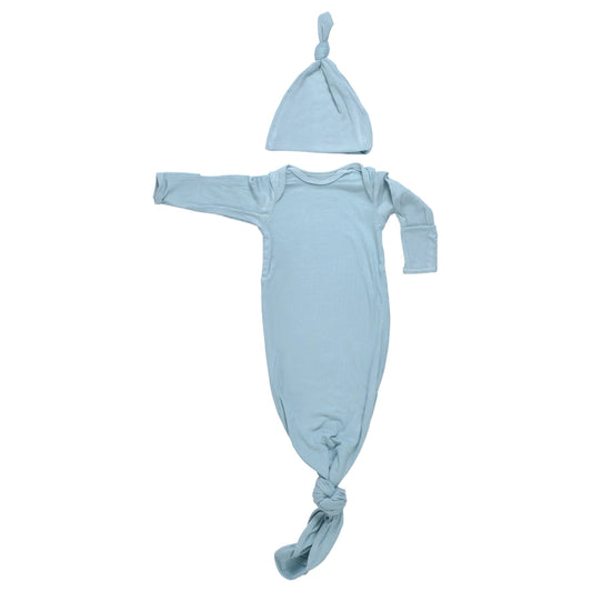 Ribbed Knotted Baby Gown & Hat