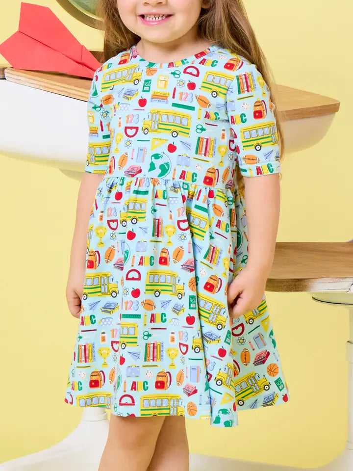 Classroom Crew Short Sleeve Knit Twirl Dress