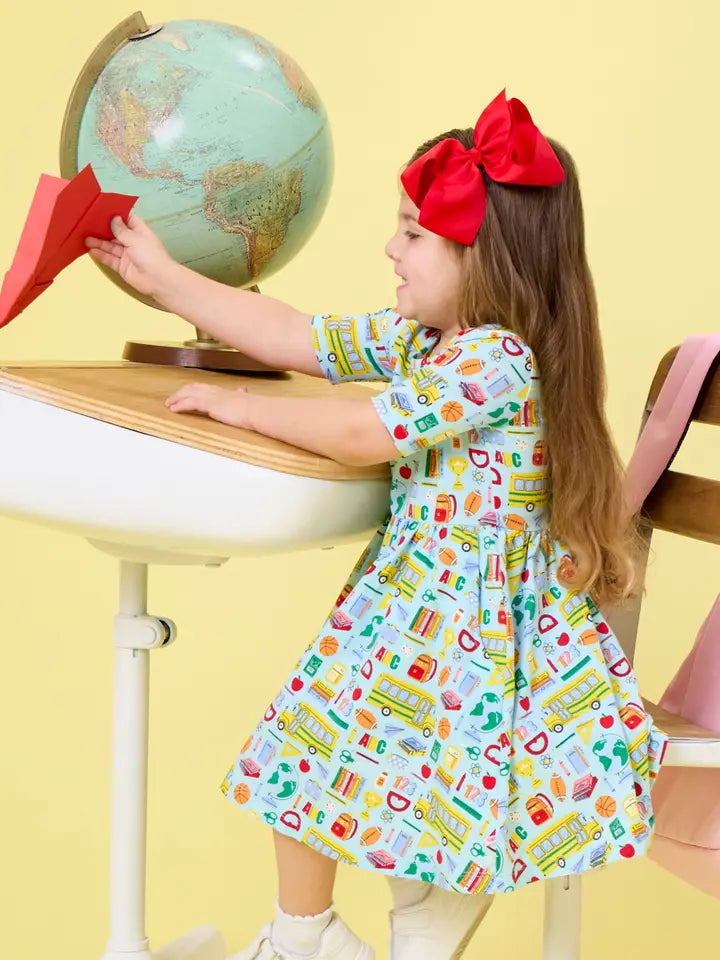 Classroom Crew Short Sleeve Knit Twirl Dress