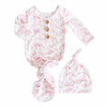 Load image into Gallery viewer, Fancy Frills Newborn Baby Knot Gown & Hat Set
