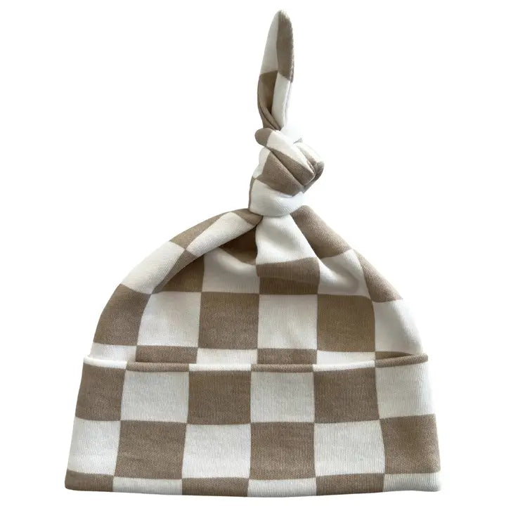 Tiramisu Checkerboard Organic Beanie One Size