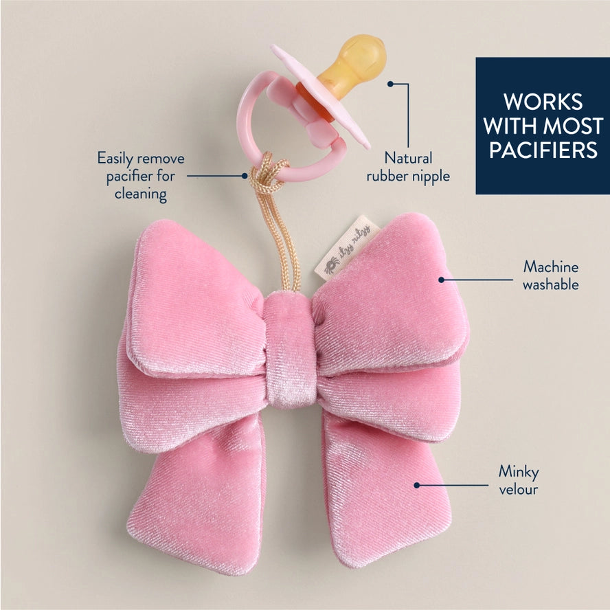 Bitzy Pal Natural Rubber Pacifier& Plush Bow