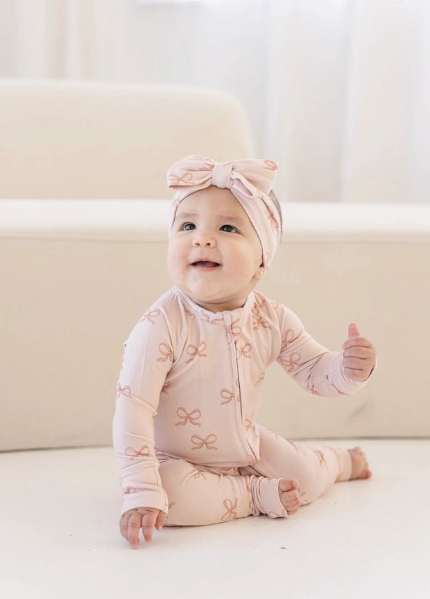 Bows Bamboo Zip Pajamas