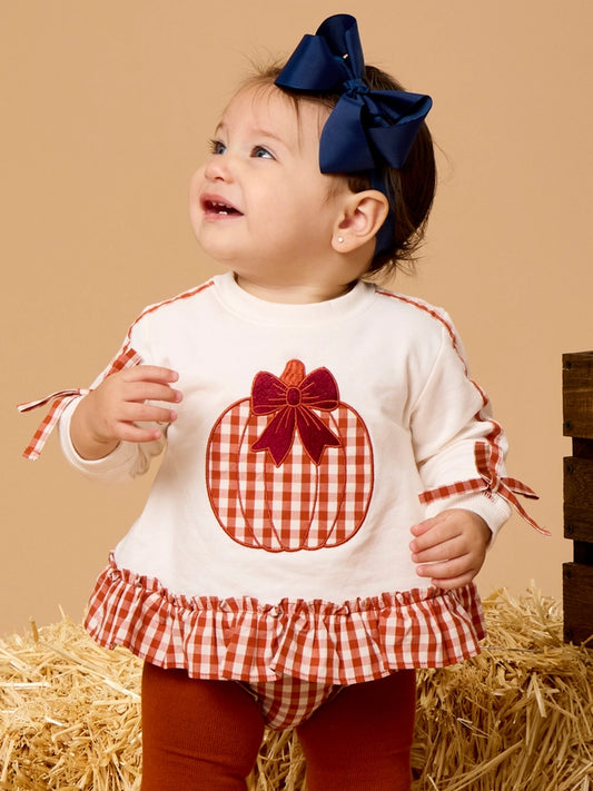 Pumpkin Bow Ivory Swing Top and Bloomer Set