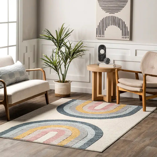 Jerri Double Half Rainbow Area Rug 5' 3" x 7' 7"