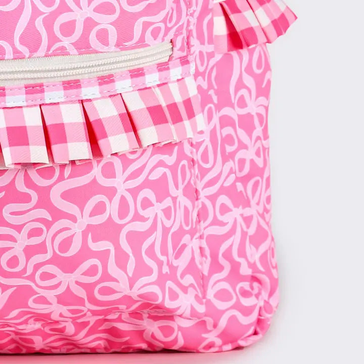Gingham Ruffle Bow Printed Backpack