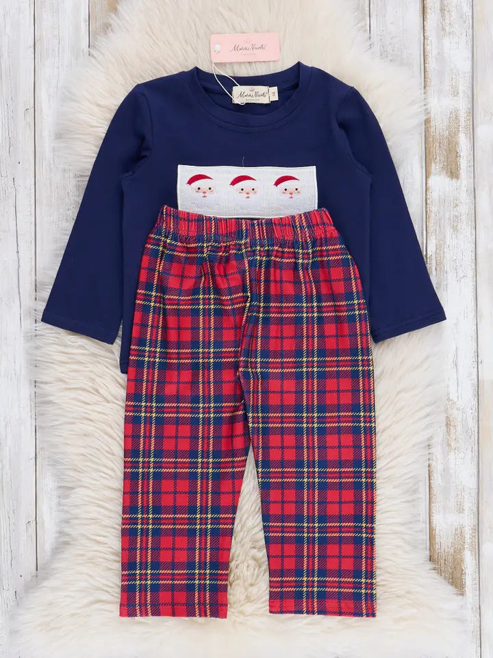 Holiday Plaid Smocked Santa Outfit