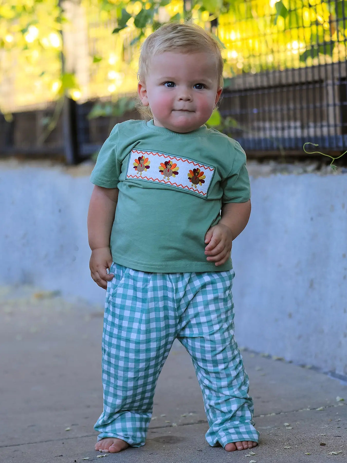 Thanksgiving Smock Turkey Plaid Set