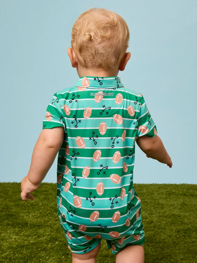 Tackles & Touchdowns Football  Performance Polo Romper