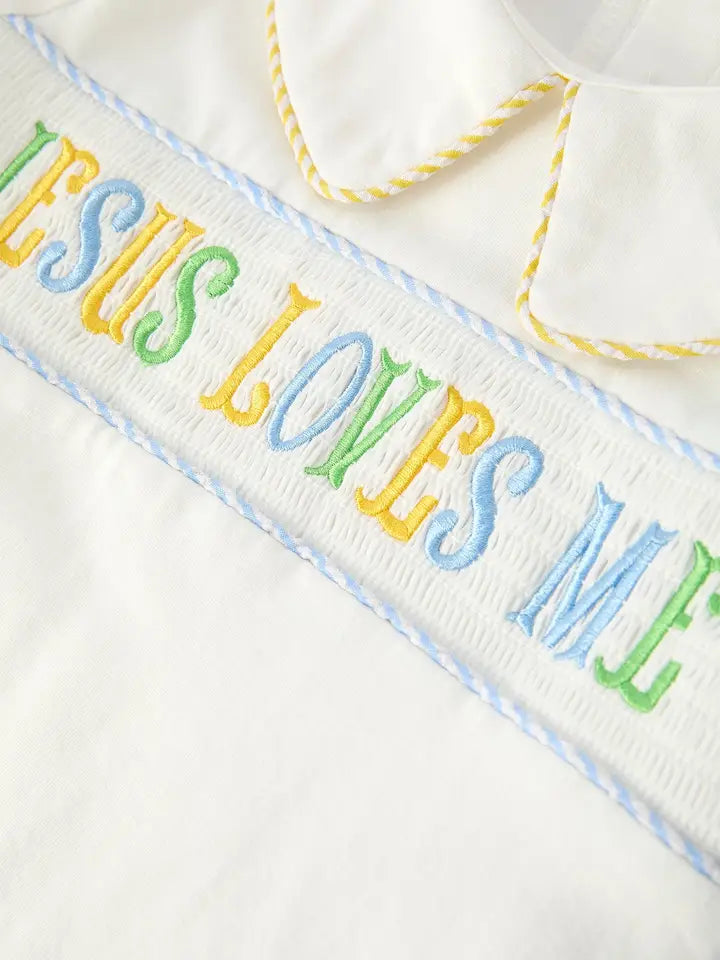 Jesus Loves Me Embroidered Boys Set