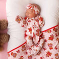 Load image into Gallery viewer, Beary Christmas Ruffle Zipper Footie | Pink

