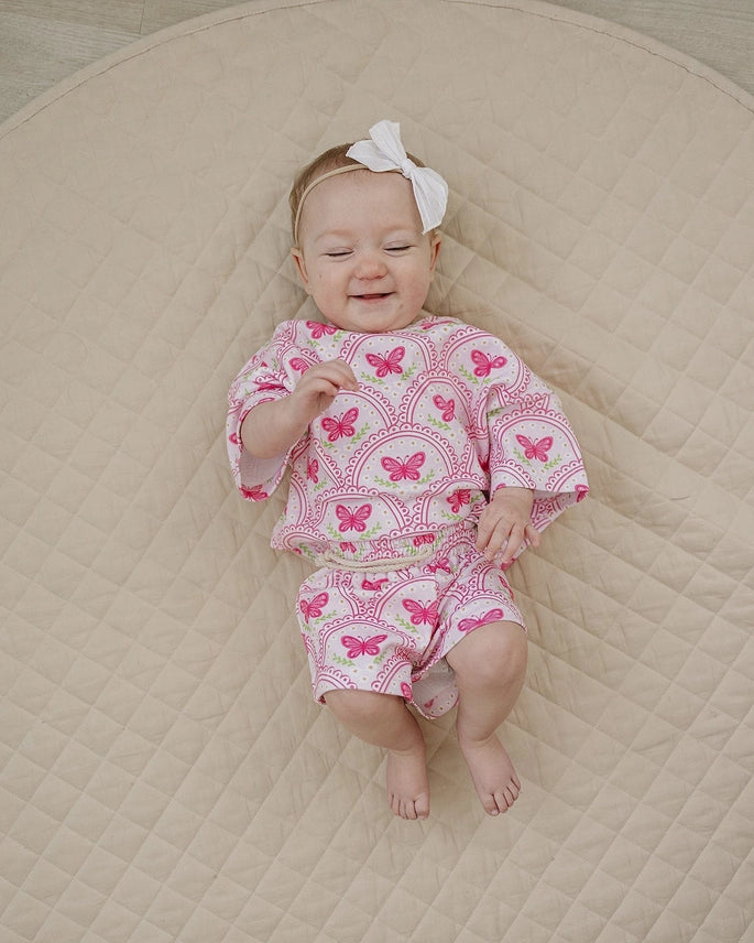 Pink Butterfly Shorts Set