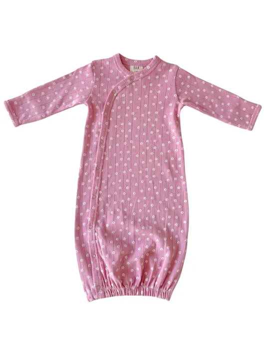 Pink Flower Organic Pointelle Gown