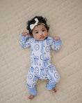 Load image into Gallery viewer, Blue Bow Bamboo Zip Romper
