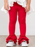 Load image into Gallery viewer, Red Cotton Bell Ruffle Leggings

