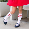 Load image into Gallery viewer, Red Bow Scalloped Knee Socks
