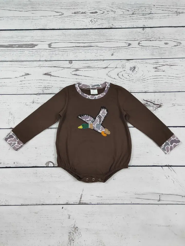 Camo Duck Applique Baby Boy Bubble