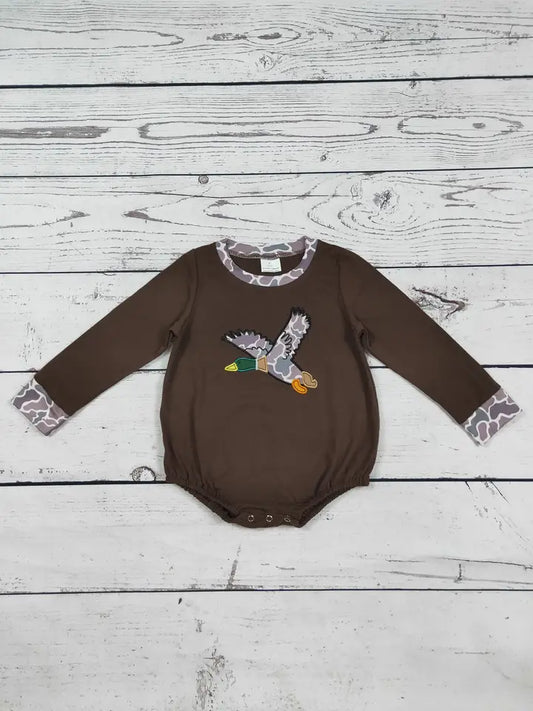 Camo Duck Applique Baby Boy Bubble