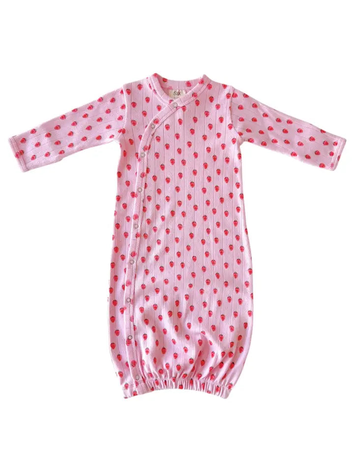 Pink Strawberry Organic Pointelle Gown