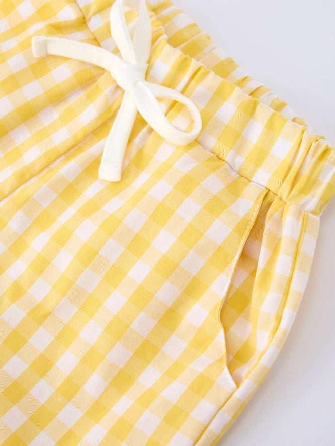 School Bus Boys Plaid Shorts Set