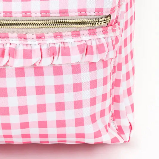 Pink Plaid Ruffle Girls Backpack