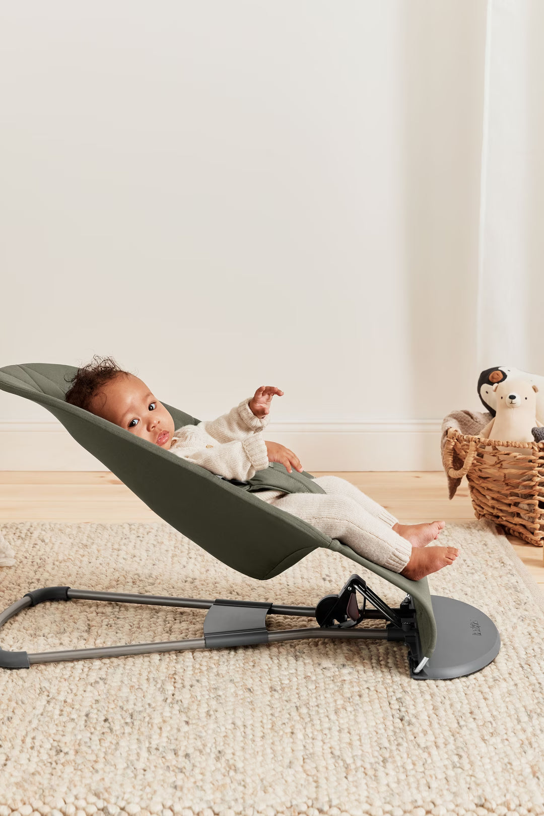 BabyBjorn Bouncer Bliss Dark Green Woven Petal Quilt