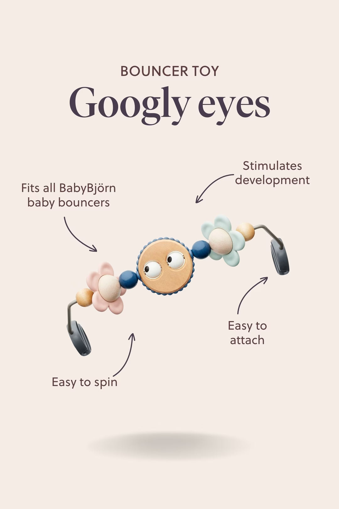 BabyBjorn Toy for Bouncer – Googly Eyes - Pastel