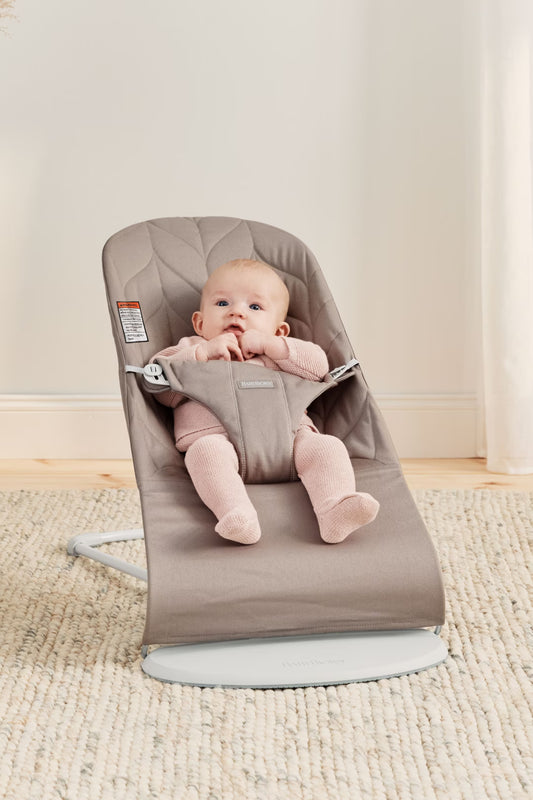 BabyBjorn Bouncer Bliss - Sand gray - Woven, Petal quilt
