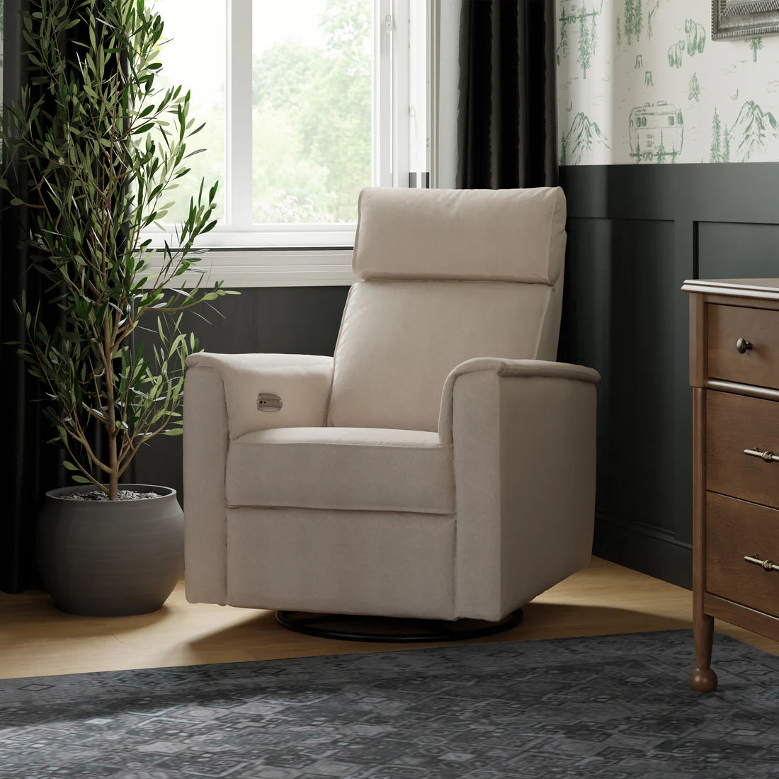 Namesake Willa Plus Power Glider With Power Headrest With Light Wood Base