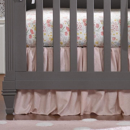 Petal Pink Linen Crib Skirt