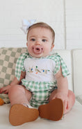 Load image into Gallery viewer, Girls Checkered Duck Applique Romper
