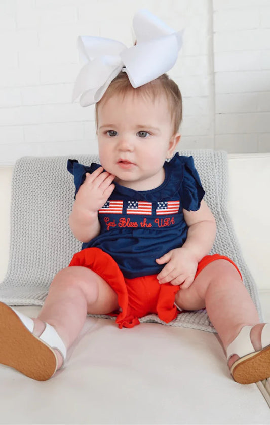 Applique Patriotic Shorts Set