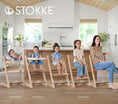 Load image into Gallery viewer, Stokke Oak Warm Brown Tripp Trapp High Chair Newborn with Wheat Cushion and Tray
