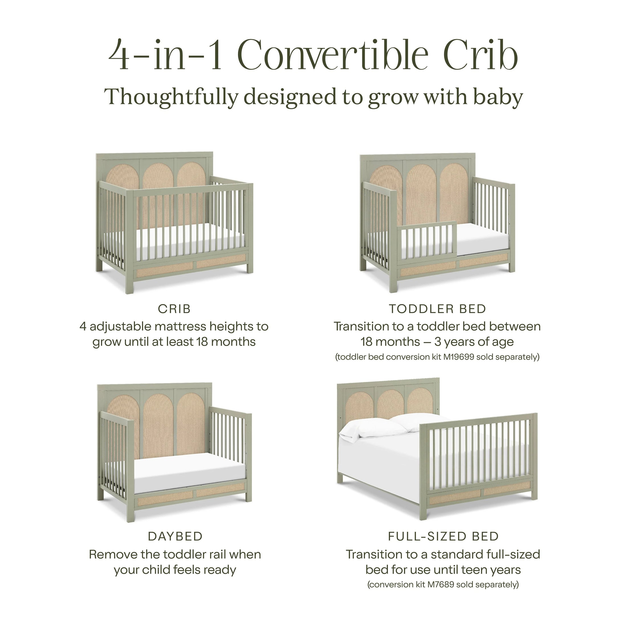 Namesake White Driftwood Eloise 4-in1 Convertible Crib