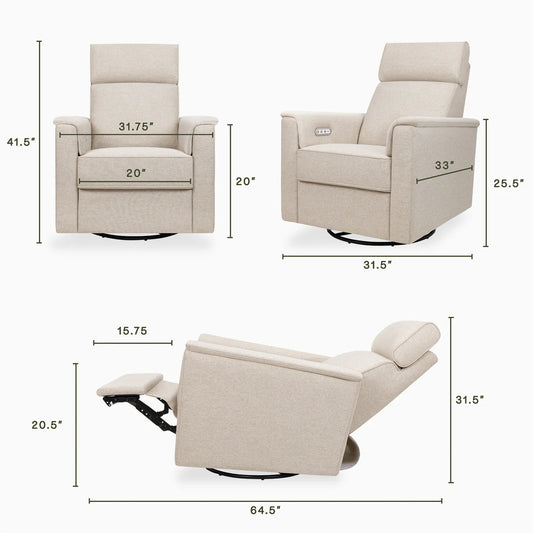Namesake Willa Plus Power Glider With Power Headrest With Light Wood Base