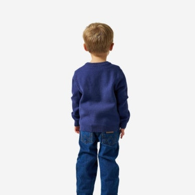 Youth Cabin Sweater Navy Deer