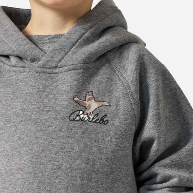 Youth Fleece Hoodie Ducks Flying In Dark Heather Grey