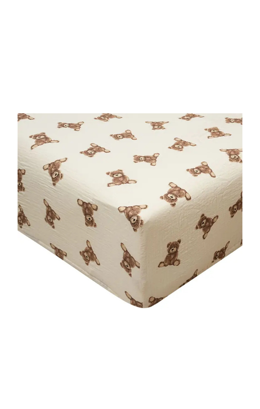 Cotton Crib Fitted Sheet – Teddy Bear